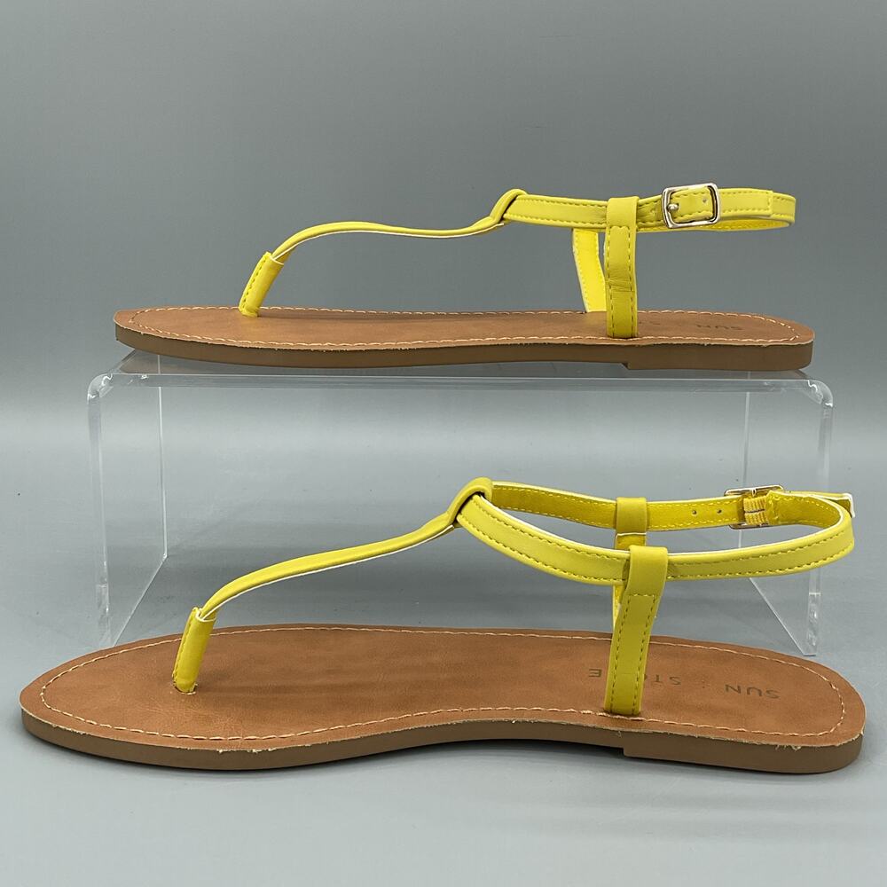 NEW Sun + Stone Women’s Kristi Slingback Flat Sandals Yellow Size 8M - Picture 2 of 10